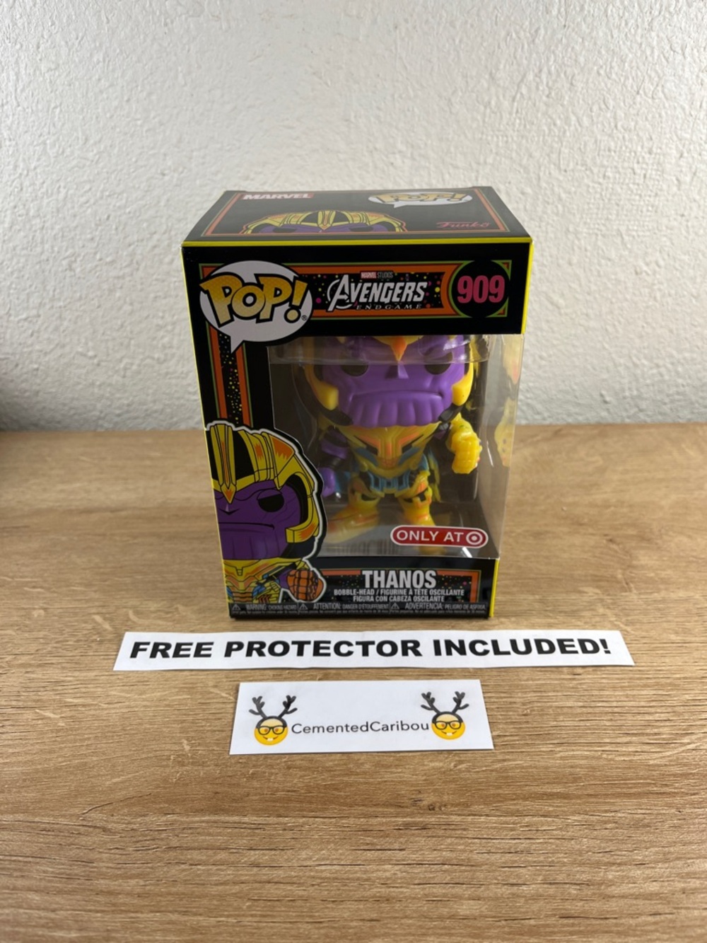 Thanos Blacklight Funko Pop #909 Marvel Avengers Target Exclusive NEAR MINT